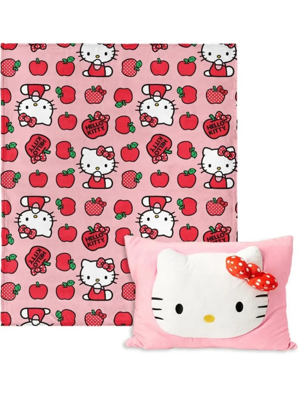 Cozy Hello Kitty Silk Touch Throw Blanket & 3D Plush Pocket Pillow Set 50